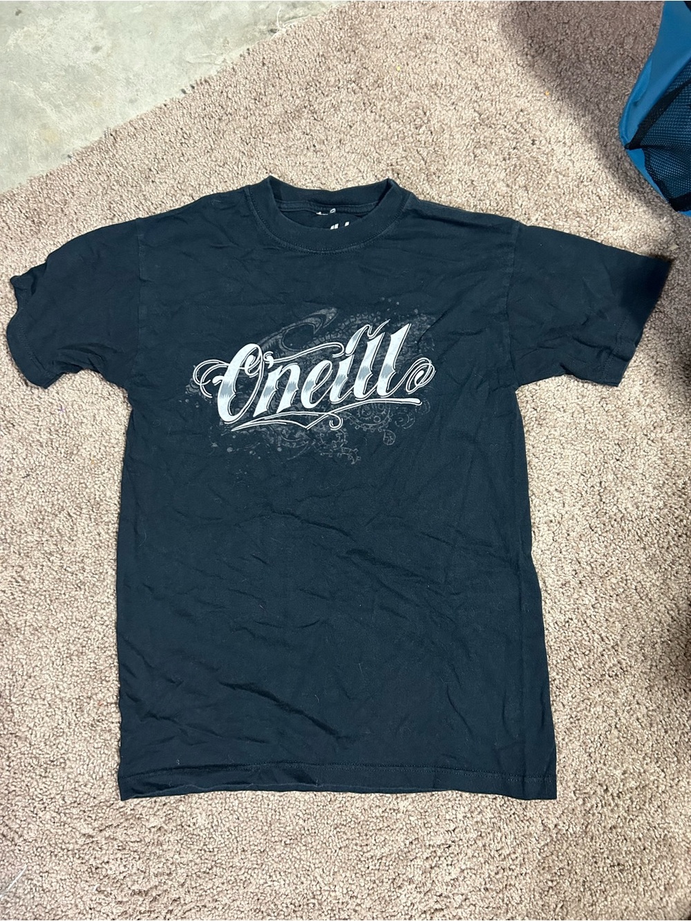 O'Neill Black Short Sleeve Logo Tee with White Script